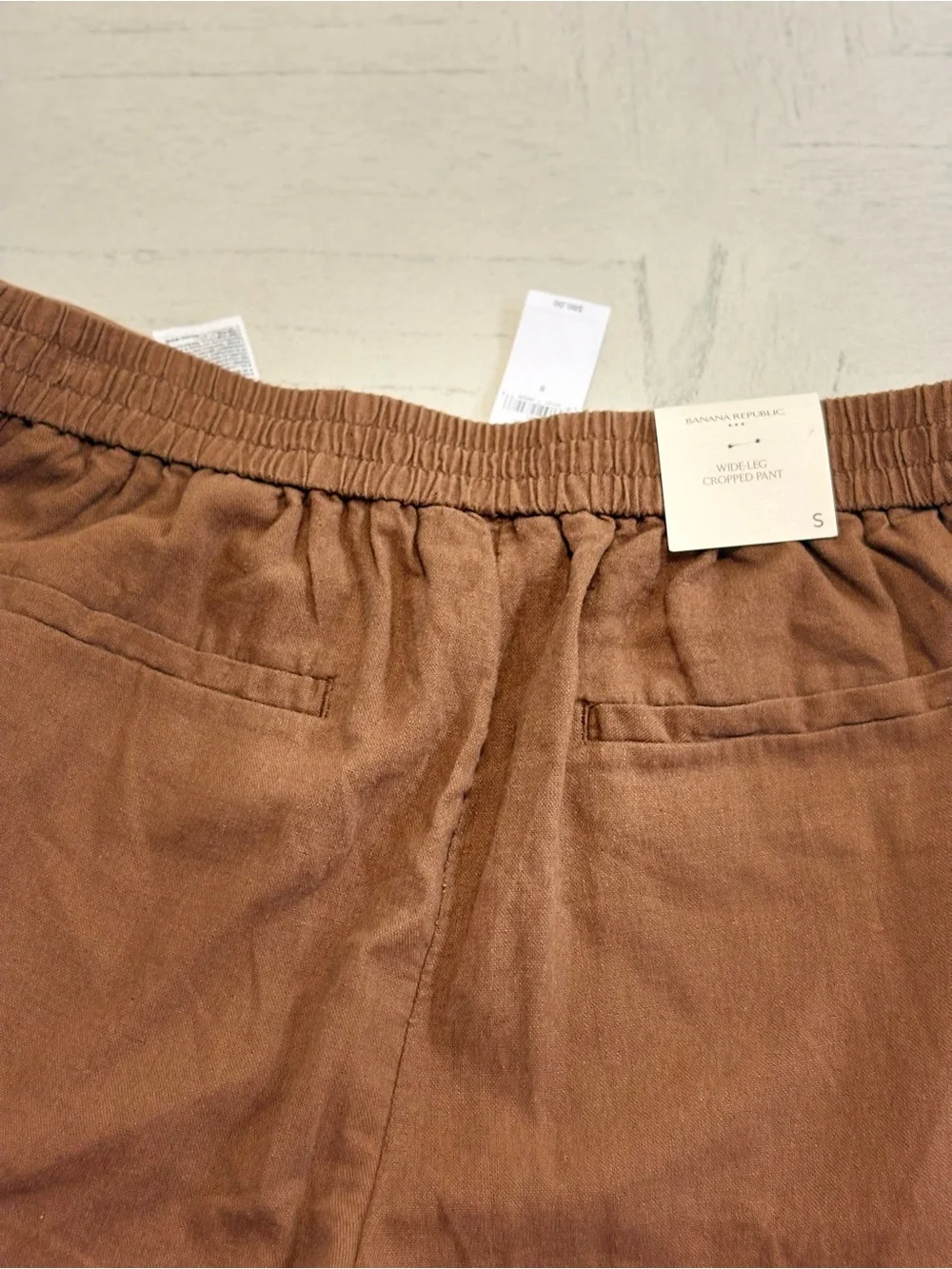 NWT BANANA REPUBLIC Brown Wide-Leg Linen Blend Cropped Pants SZ S $80